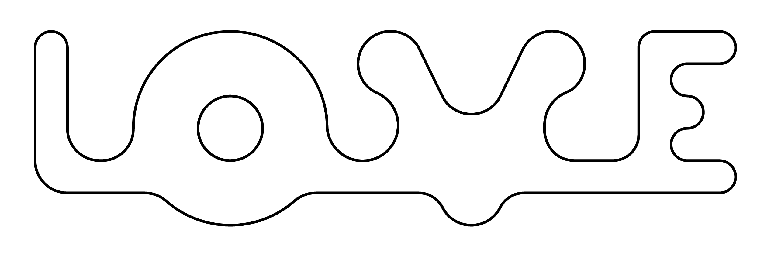 Line follower track outline spelling LOVE