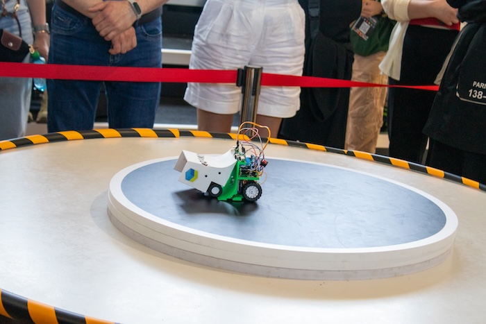 Mini Sumo Robot competition in action
